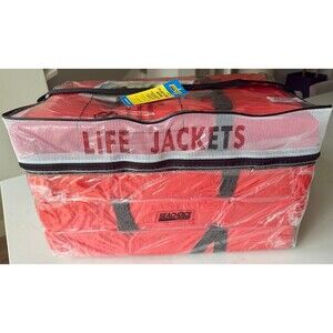 Seachoice Life Vest Type II PFD USCG Approved Orange Adult Boating Safety 4-Pack